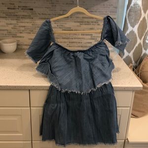 Off the shoulder chambray dress